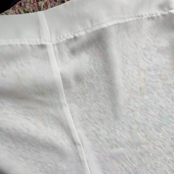 Impressionist paint strokes print high to mid rise satin romantic midi skirt - Picture 6 of 6